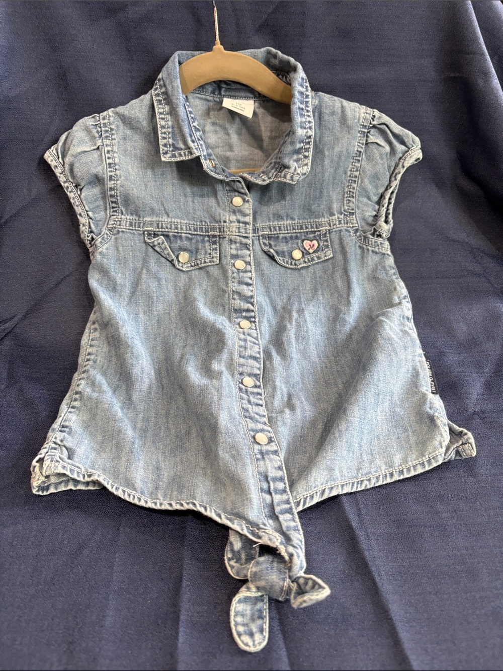 Girls Denim Snap -Button/Tie-Front Top • 4-5 Years • Polarn O Pyret